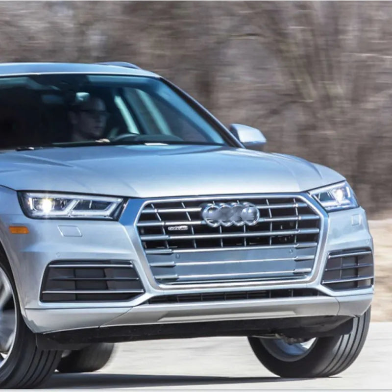 Audi Q5 front bumper lower grille and fog light frame pair in matte black ABS plastic