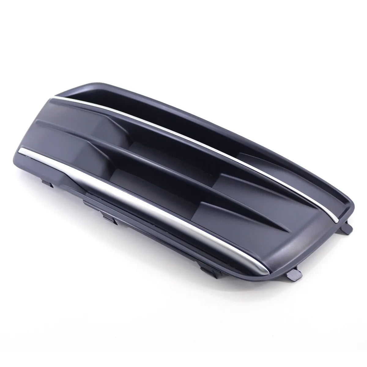 Audi Q5 front bumper lower grille and fog light frame pair in matte black ABS plastic