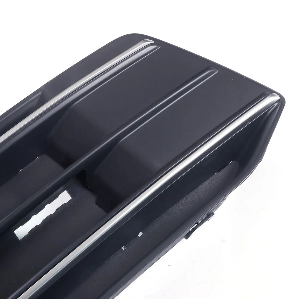 Audi Q5 front bumper lower grille and fog light frame pair in matte black ABS plastic