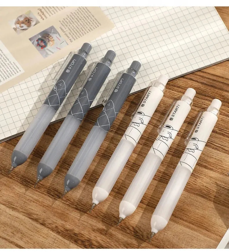 0.5mm mechanical pencil with cloud grip in black and white minimalist design