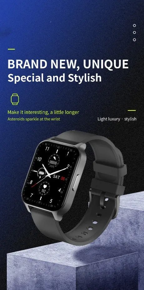 Smart colour screen health detection watch with TFT touch display in black or rose gold with mesh or tape strap options