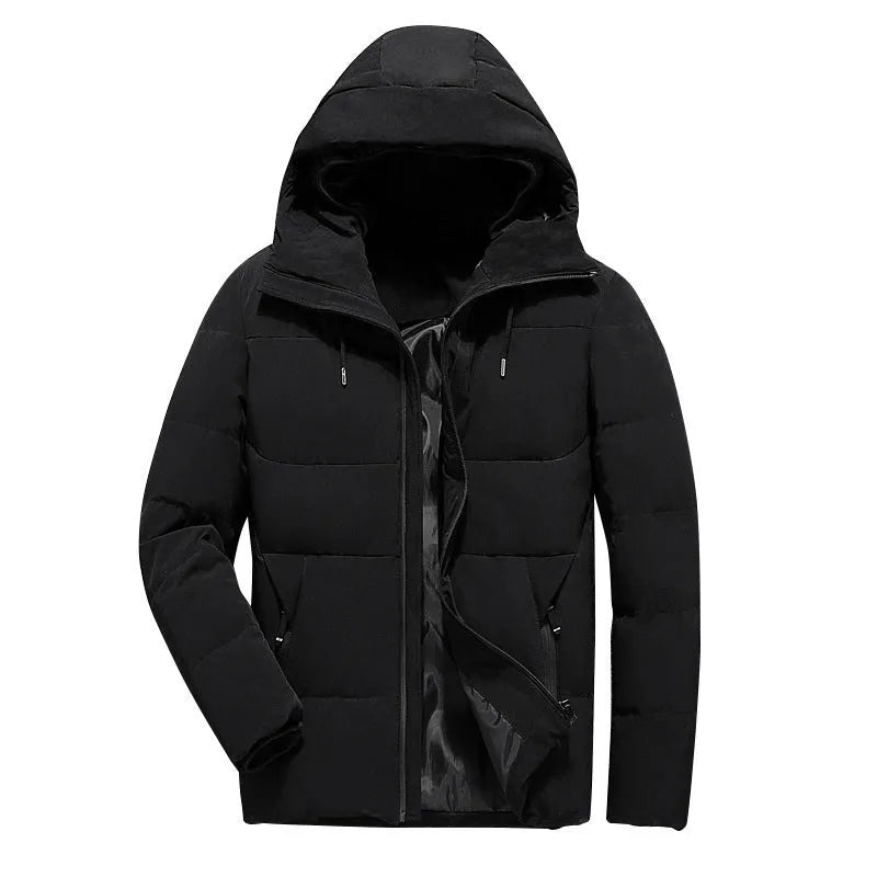 Men's casual polyester coat in solid red, grey, black or dark blue, sizes M to XXXXL, lightweight everyday jacket