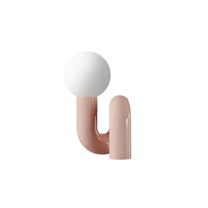 Modern Nordic style resin bedside lamp in pink with international plug adapter options