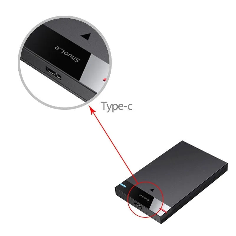 Black USB 3.0 external hard disk box for 2.5-inch SATA drives with PC ABS case