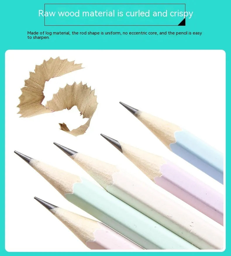 Basswood thermal transfer pencil with six-angle hexagonal rod design showing wooden barrel and HB graphite refills