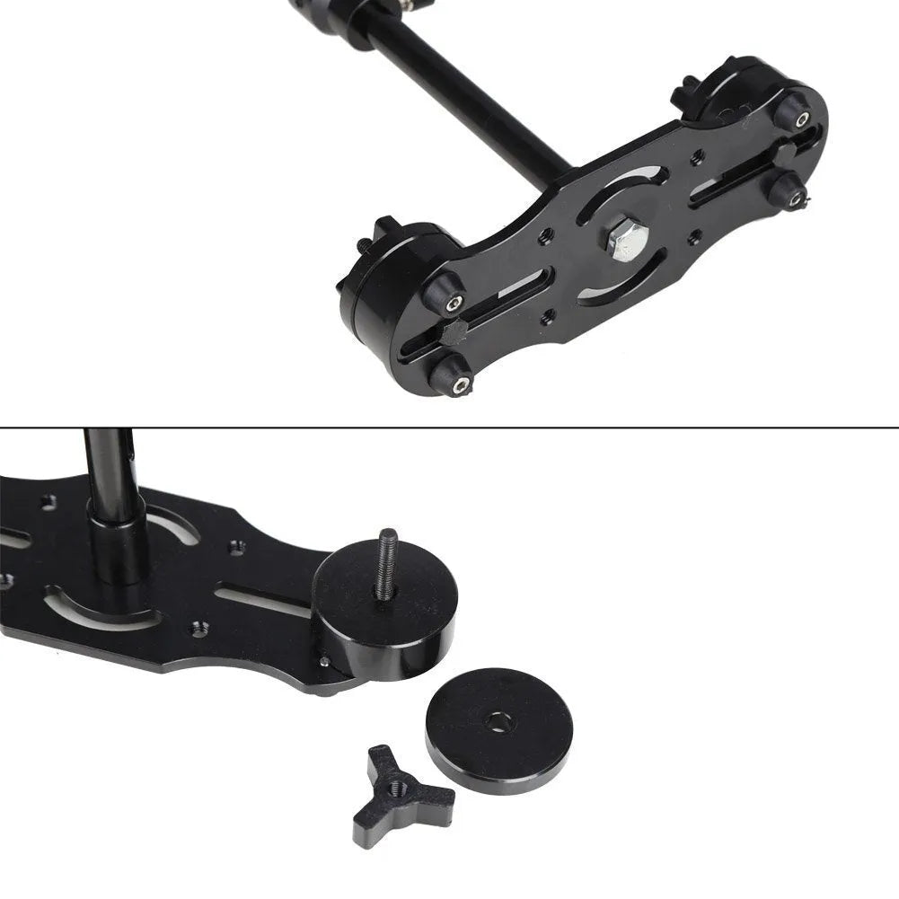Black S40 and S60 handheld camera stabilisers with adjustable height mechanism