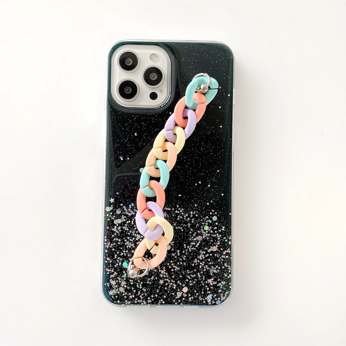 Epoxy resin phone case with bracelet starry design for iPhone 15