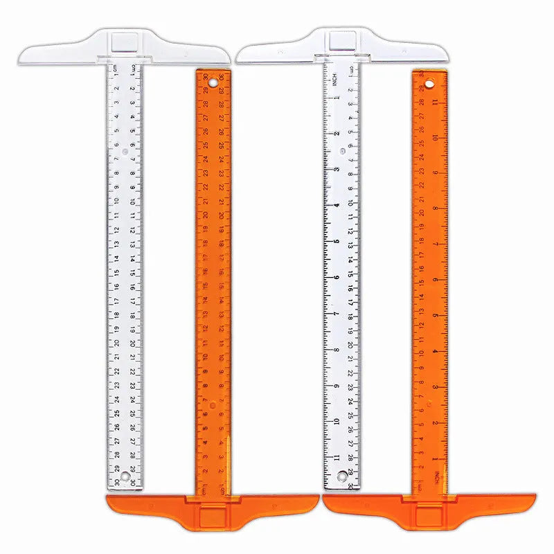 30cm transparent plastic T-square ruler with centimetre markings for technical drawing
