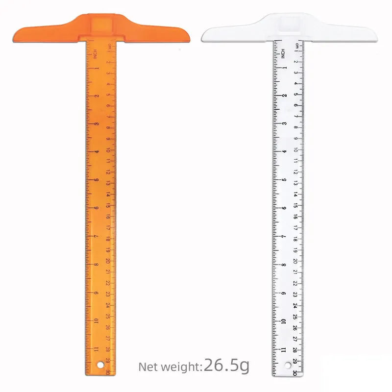 30cm transparent plastic T-square ruler with centimetre markings for technical drawing