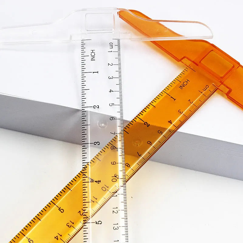 30cm transparent plastic T-square ruler with centimetre markings for technical drawing