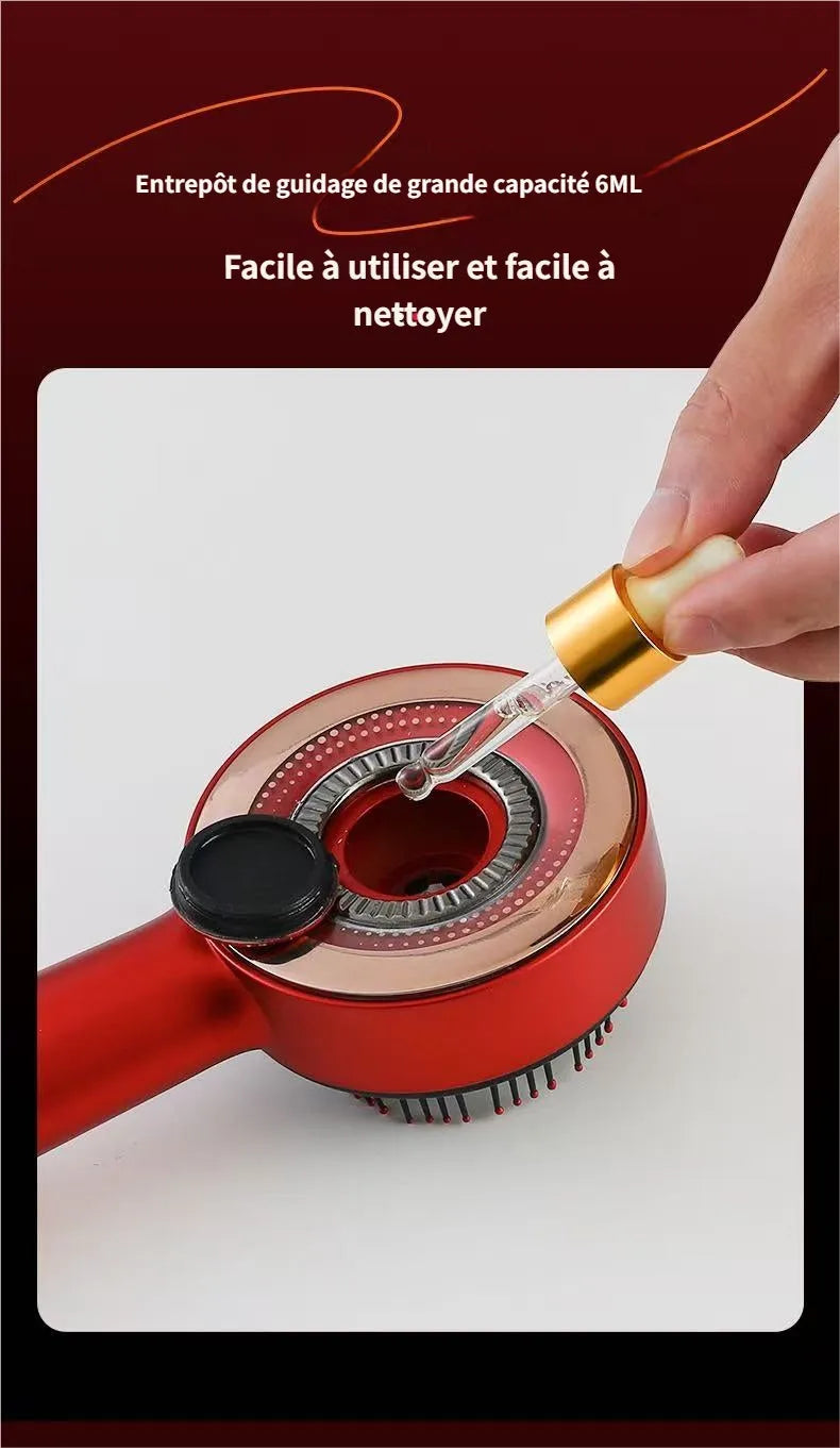 Handheld electric head massager with Bian stone comb and red light, in Dyson grey colour