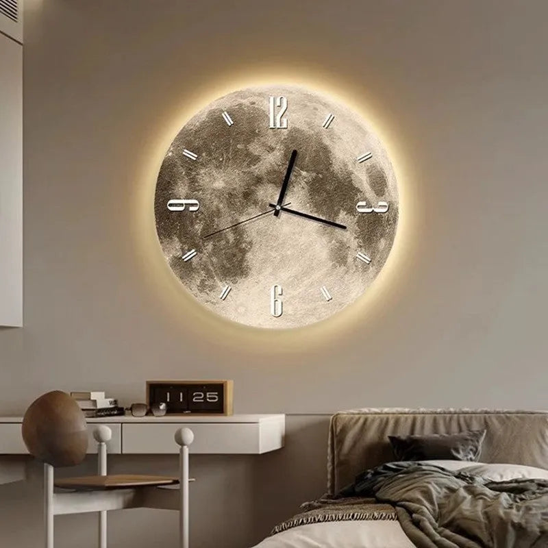 Wall clock with optional LED light in 30cm, 40cm or 50cm diameter for living room or bedroom