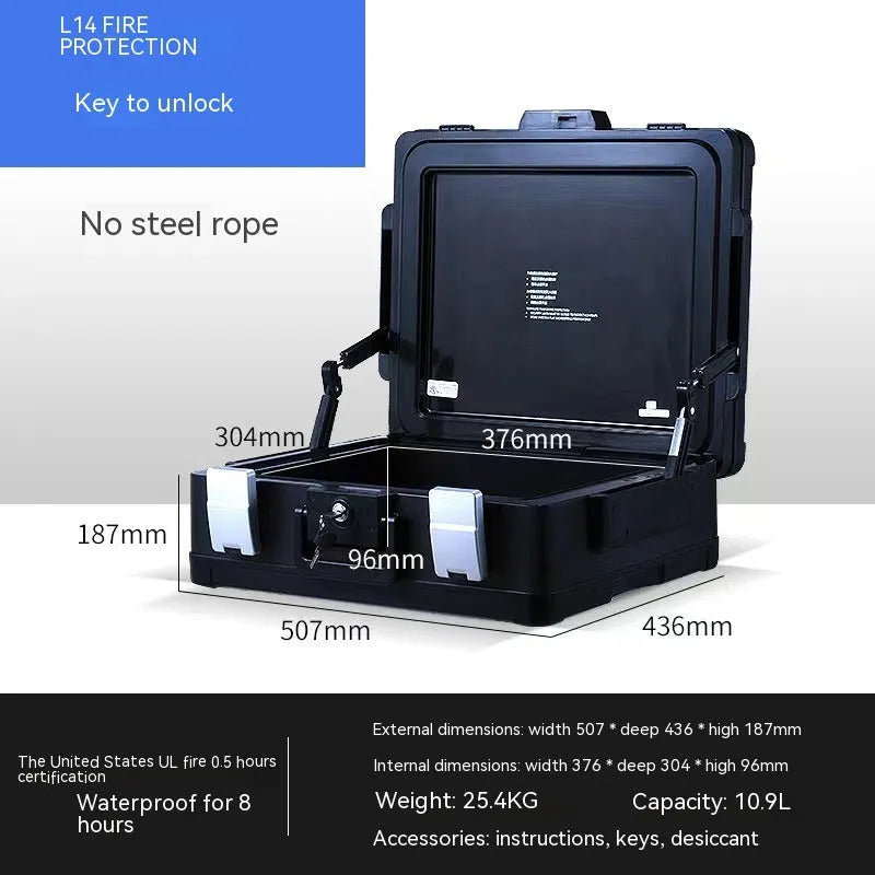 Portable L12 mechanical combination safe box in heavy-duty steel.