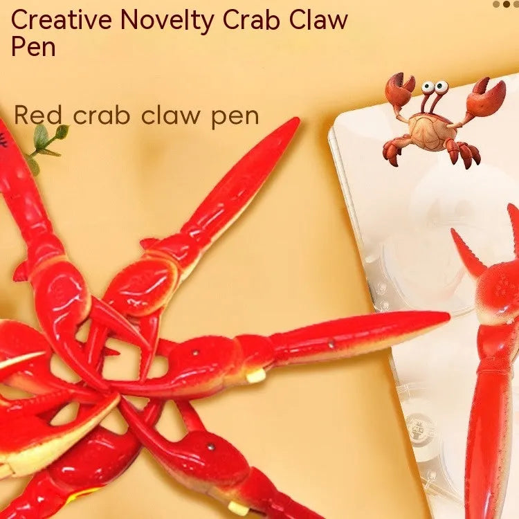 Crab-themed ballpoint pen with interactive pressing can clip mechanism