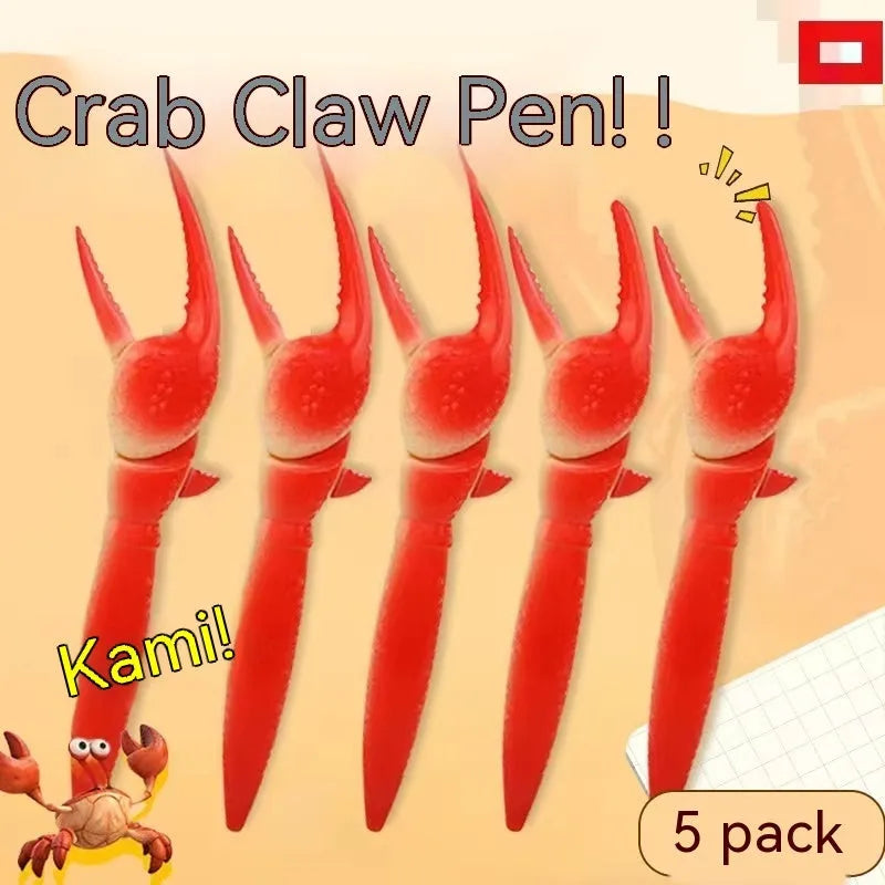 Crab-themed ballpoint pen with interactive pressing can clip mechanism