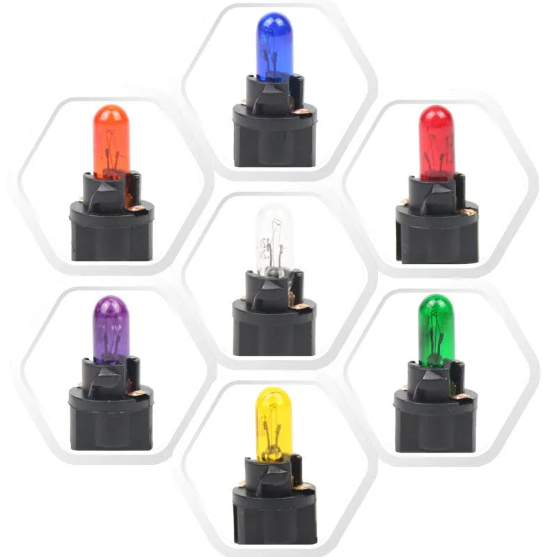 T5 12V 1.2W car bubble meter indicator light bulb showing six colour options