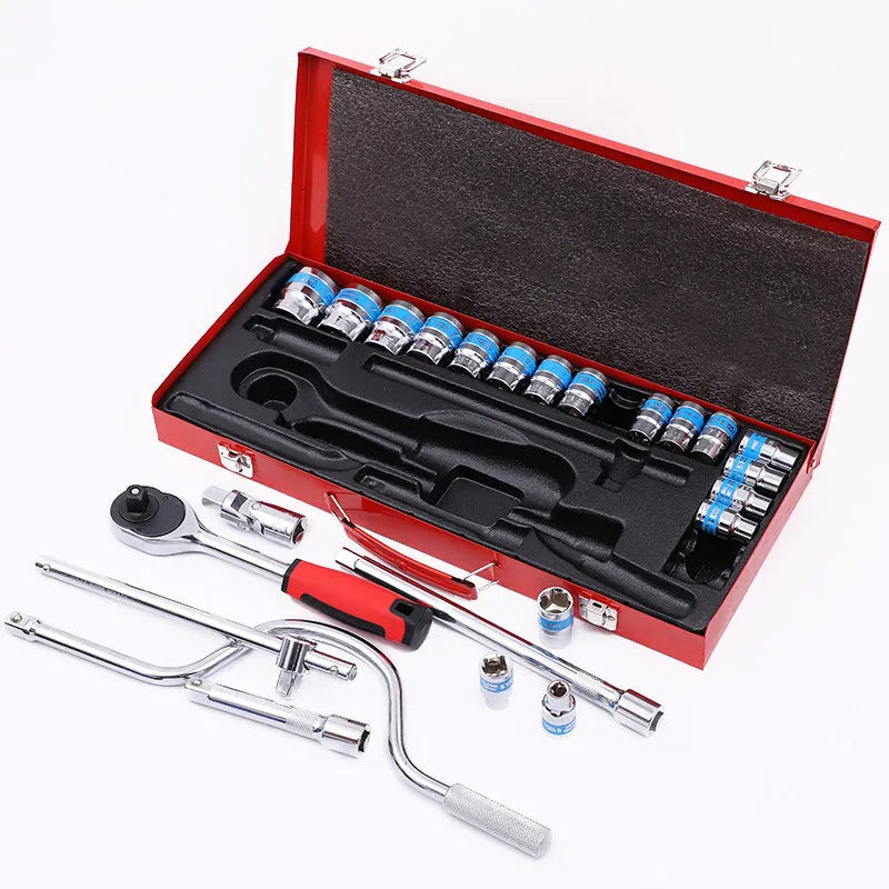 24-piece curved bow car repair wrench combination set with chrome vanadium steel tools