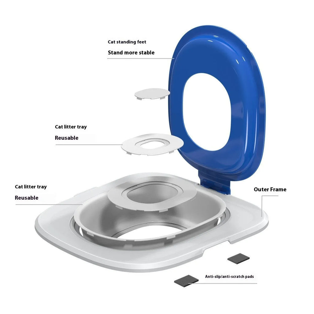 Fifth generation cat toilet trainer tray in blue colour with non-slip base
