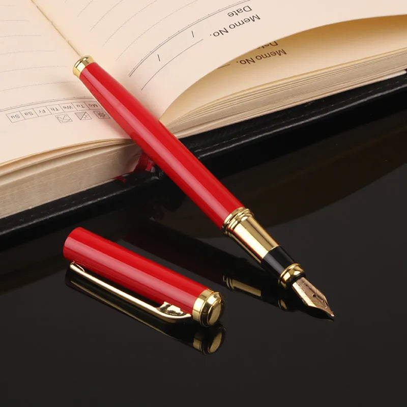 Red and black metal shell ink pen with a 0.5mm Yijin nib tip