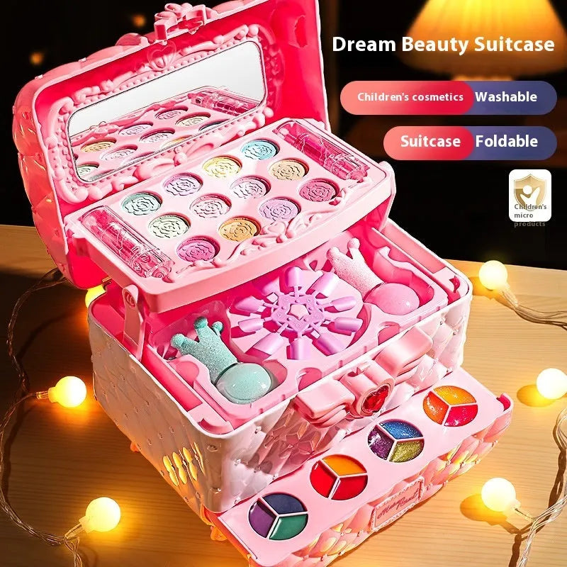 Colourful Princess cosmetic bag with plastic makeup toy set for children aged 4-6 years old