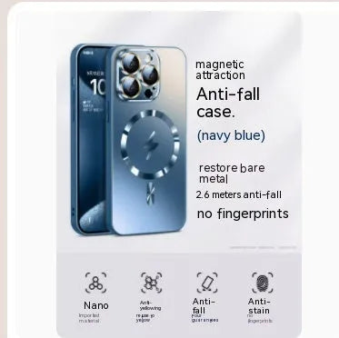 Frosted glass magnetic suction phone case for iPhone 15 in matte finish multiple colours
