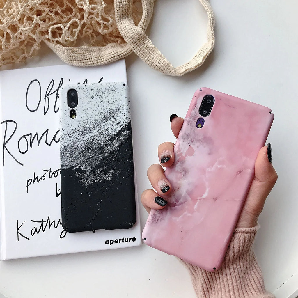 Black painted PC back cover case for Huawei P20 Pro smartphone.