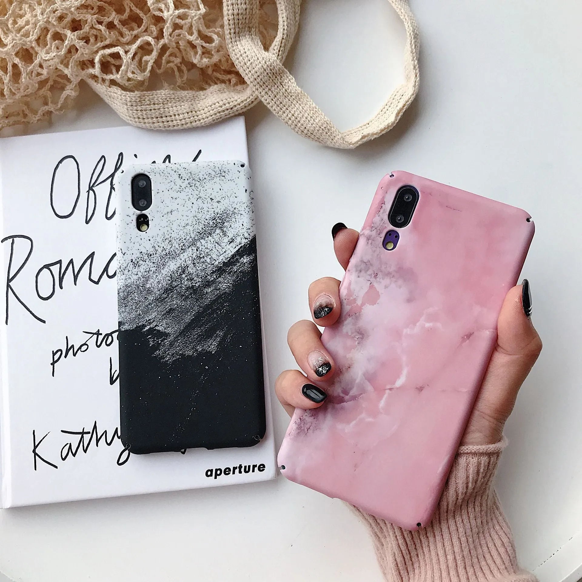 Black painted PC back cover case for Huawei P20 Pro smartphone.