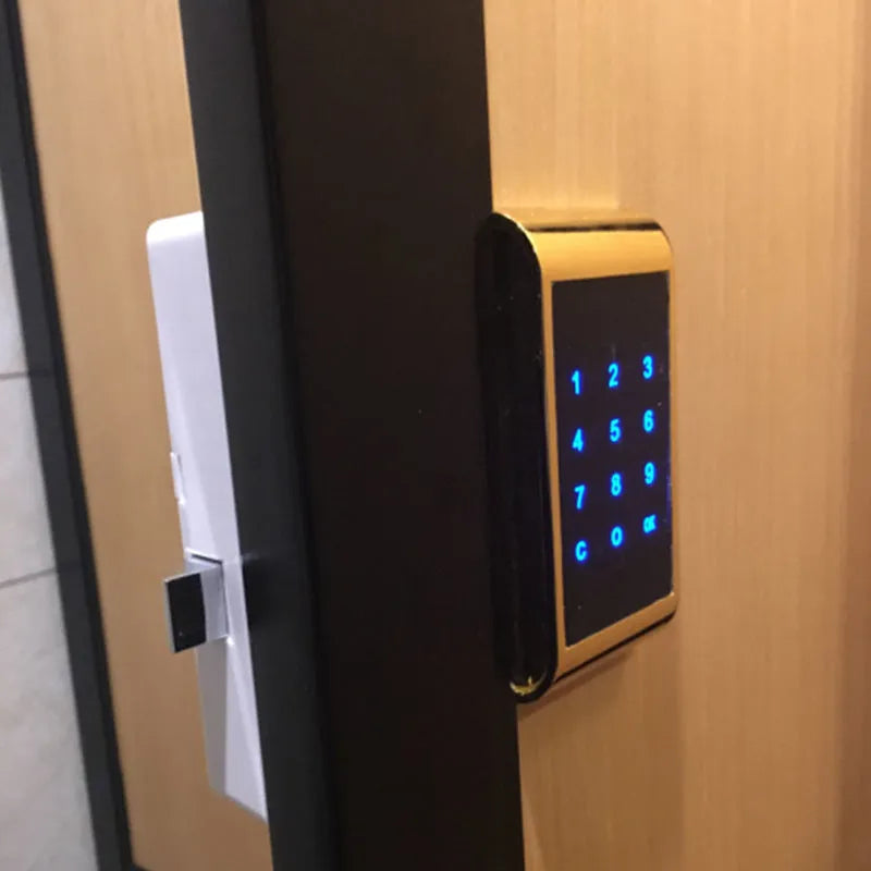 Zinc alloy temporary deposit code lock showing gold finish and combination dial