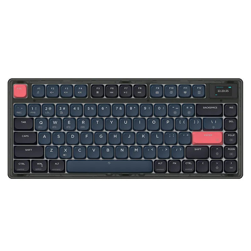Ajazz AK832PRO green mechanical keyboard with colour screen and 81 PBT keycaps.