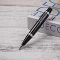 Short black metal ballpoint pen with rotating mechanism and 112mm length