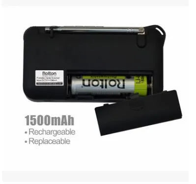 Golden Rolton W405 portable FM radio and MP3 speaker with LED display and wrist strap.