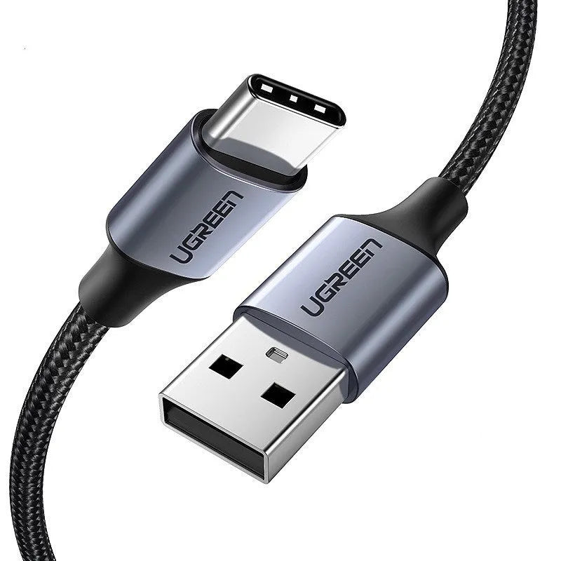 Ugreen black nylon braided USB-A to USB-C fast charging cable in multiple lengths