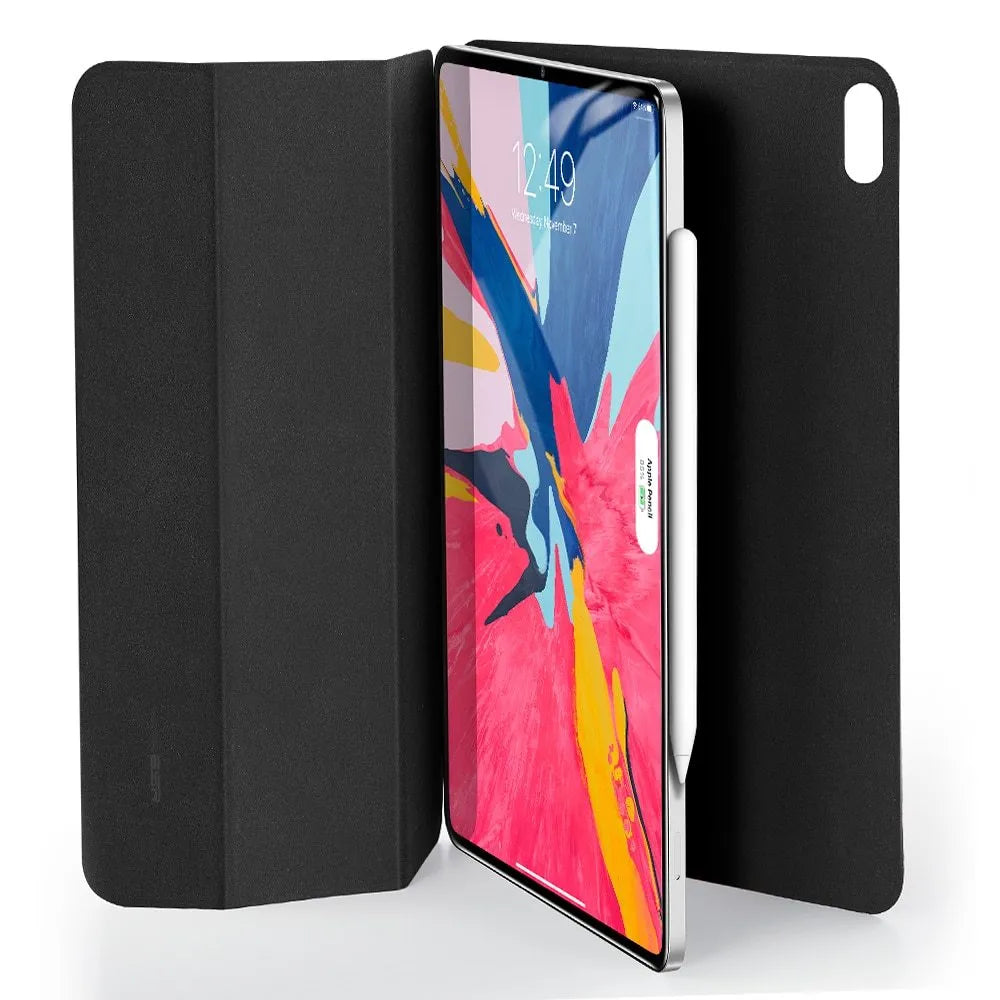 Magnetic smart case for iPad Pro 11 with trifold stand and Apple Pencil charging support in black