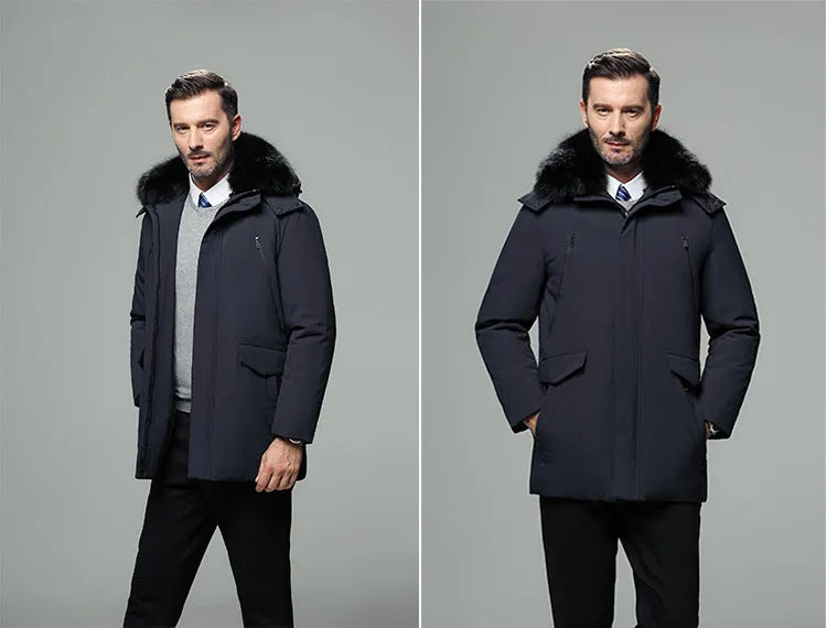 Winter jacket for dad in cotton, black colour, front view, sizes M to 4XL