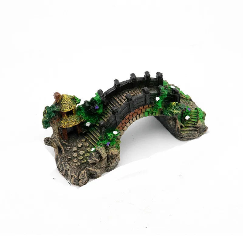 Resin aquarium landscape bridge ornament with arch cave in fish tank