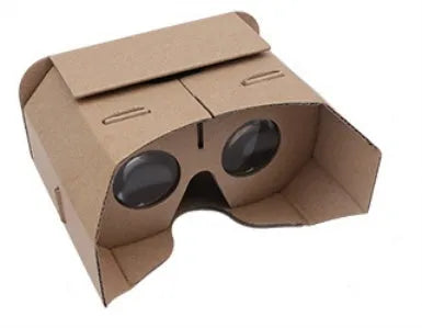 Foldable cardboard virtual reality glasses for smartphones with a photo-colour design.