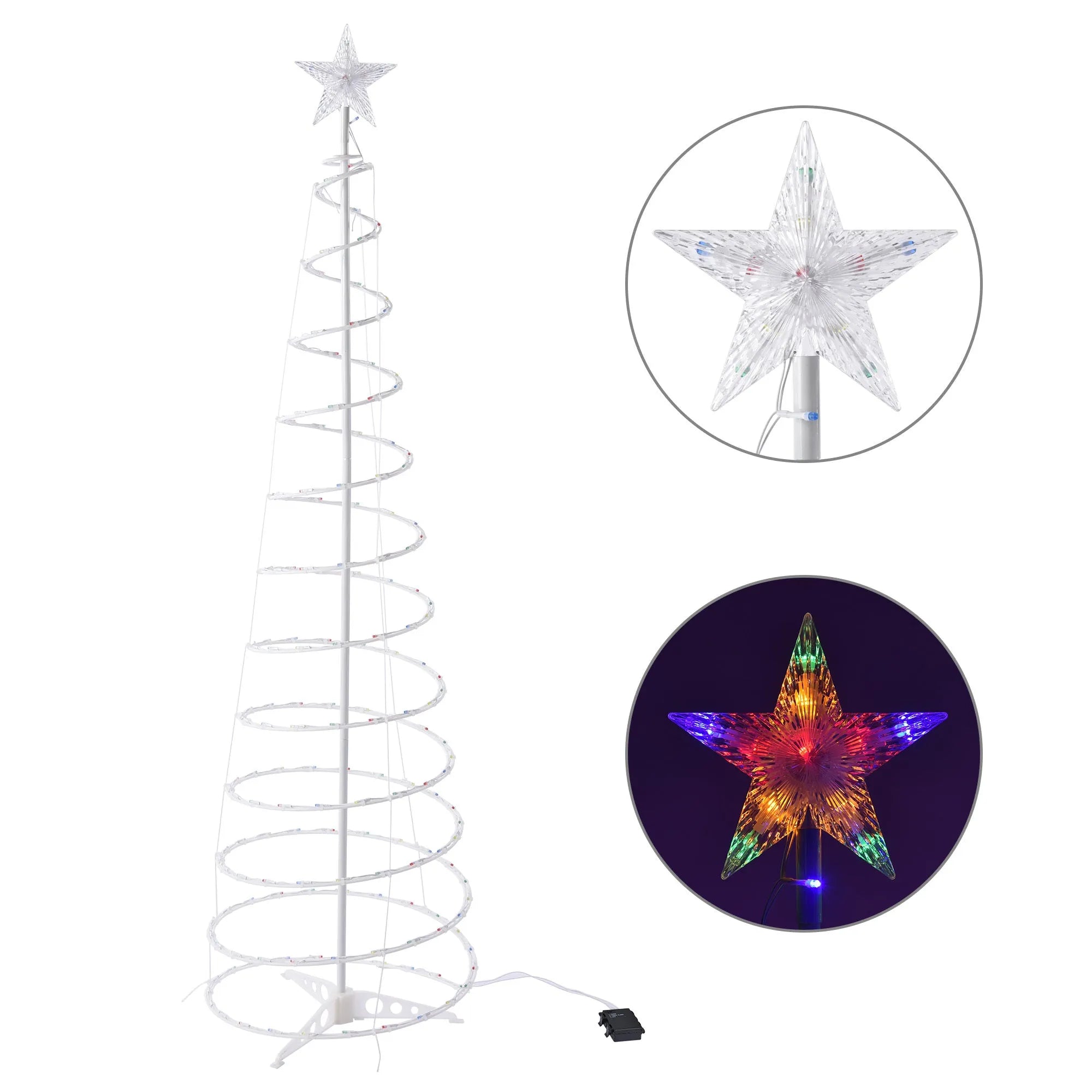 6FT spiral Christmas tree LED lights with remote control for indoor outdoor holiday decoration