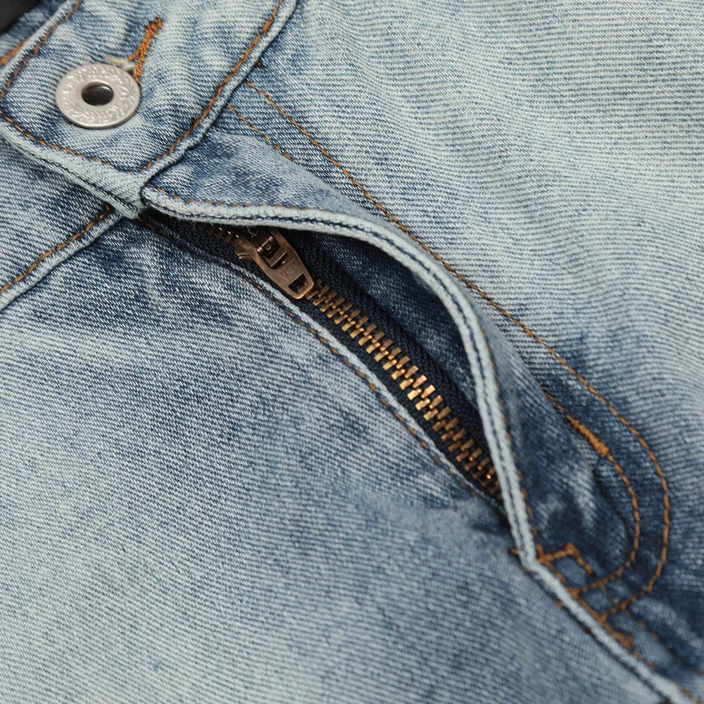 Blue denim jeans for men, mid waist, cotton fabric, casual leisure wear, sizes S to XXL