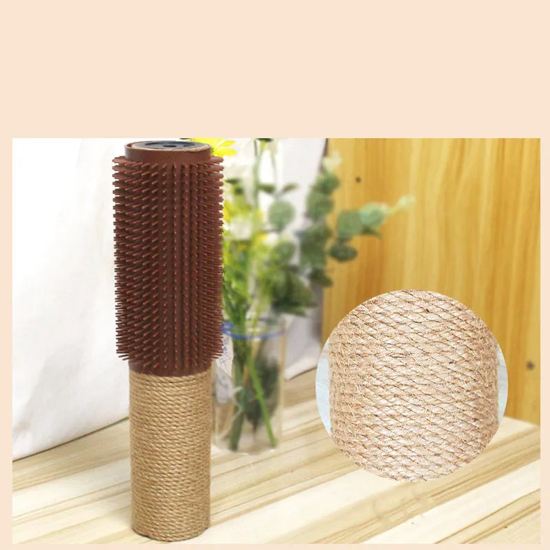 Brown sisal cat scratching post measuring 30cm tall with sisal rope wrapping