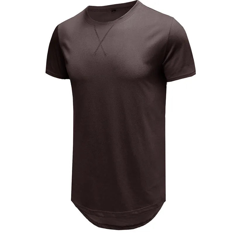 Men's slim fit cotton short-sleeved T-shirt in Hip Hop style, shown in multiple colour options.