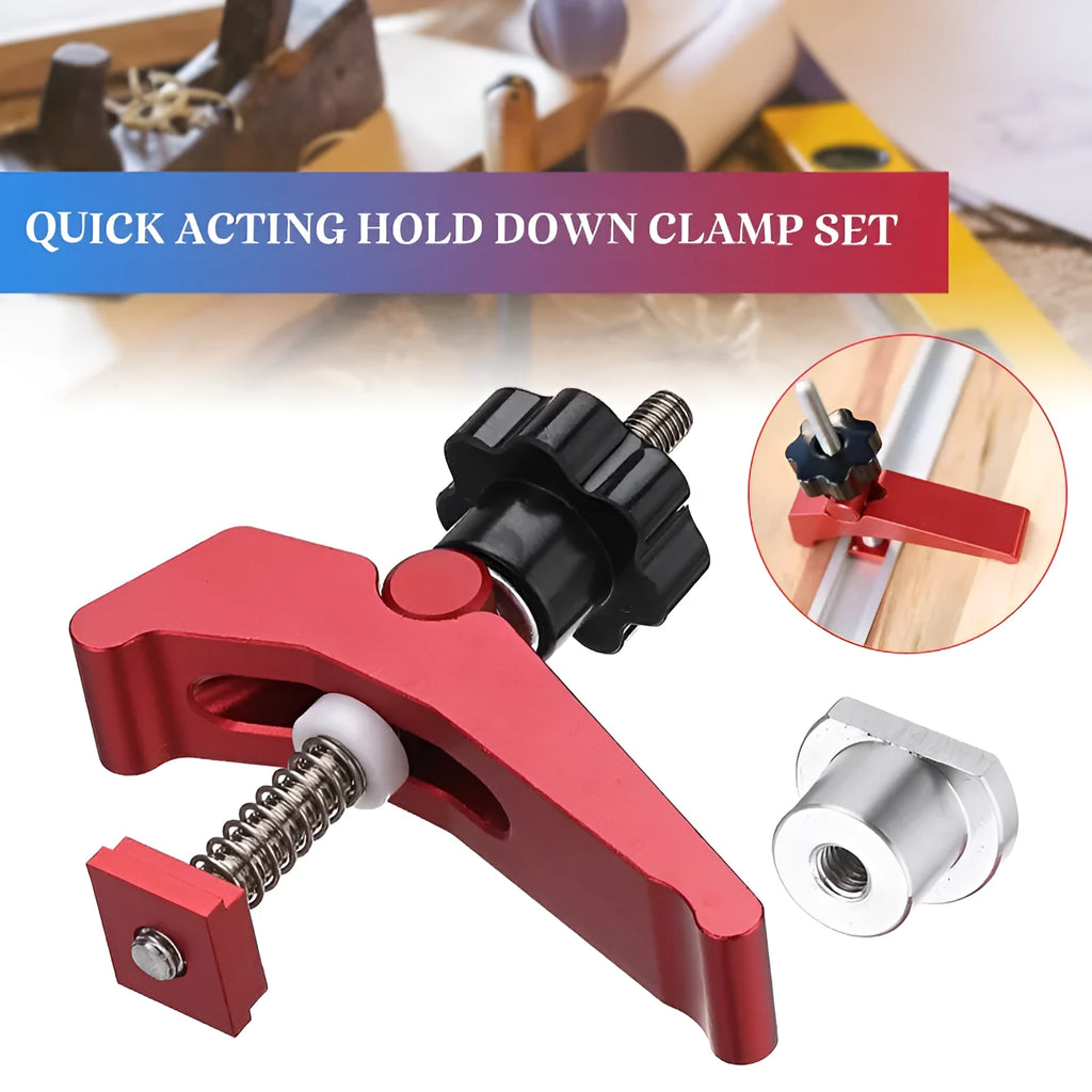 Red aluminum alloy woodworking table block slide holder with flat mouth design