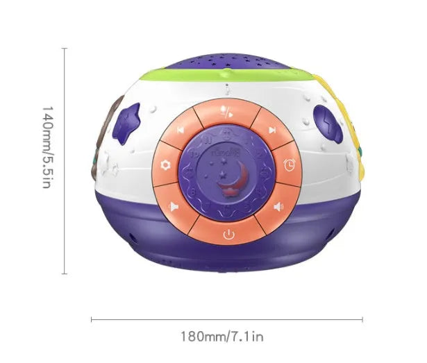 White starry sky night light projector for children with colour-changing LEDs and sound modes