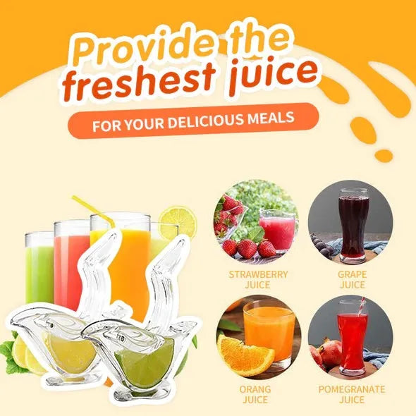 Transparent acrylic bird-shaped manual lemon juicer for fresh juice extraction