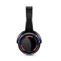 Black silent disco wireless headphones with over-ear design and a coiled 3.5mm cable.