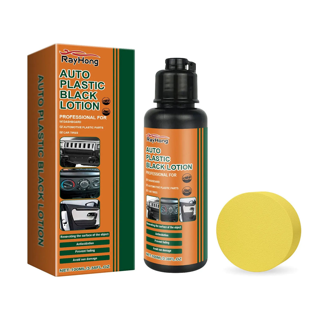Car black plastic polishing paste tube with sponge for restoring faded trim and bumper finish