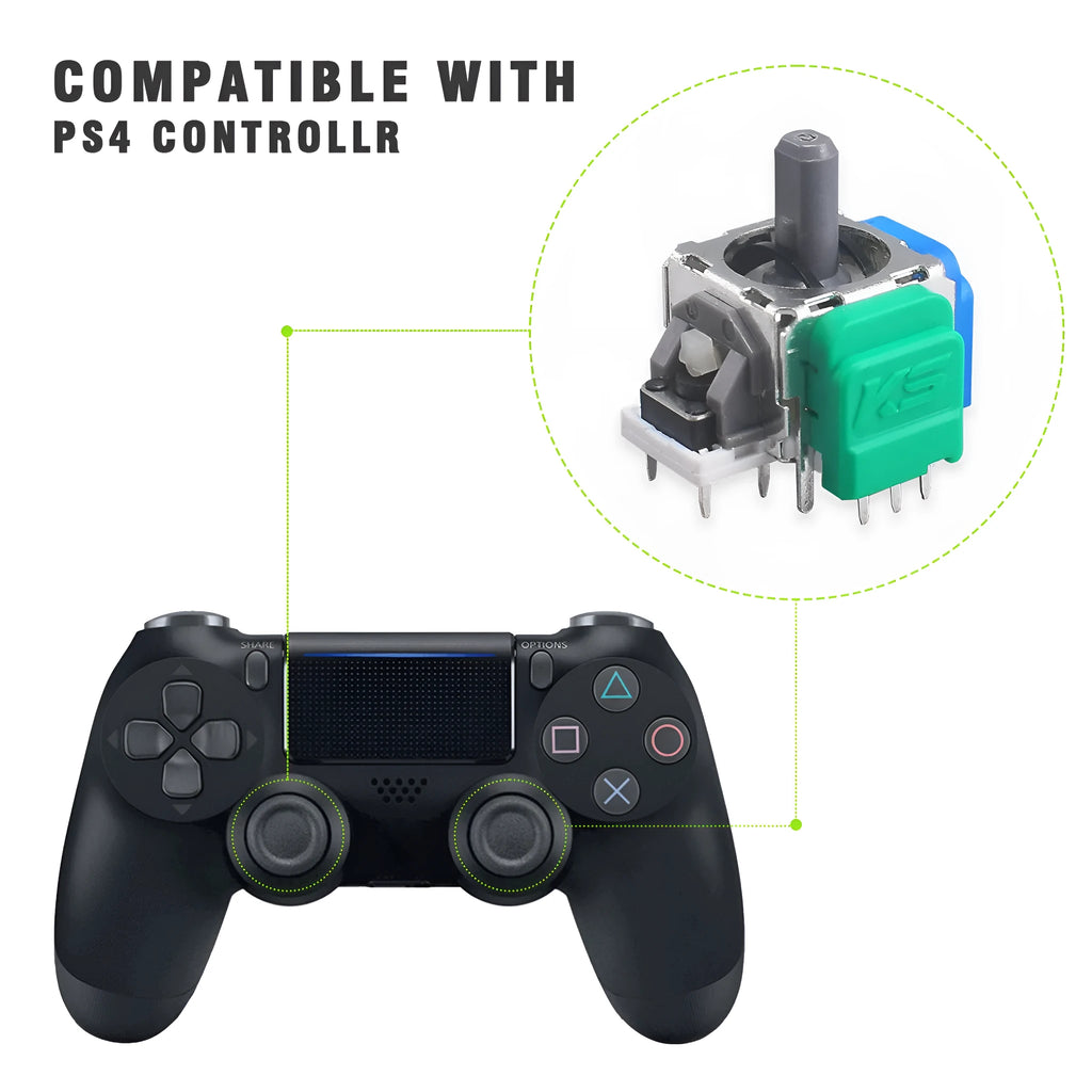Single black Hall effect joystick replacement part for PS5, PS4, Switch and Xbox controllers.