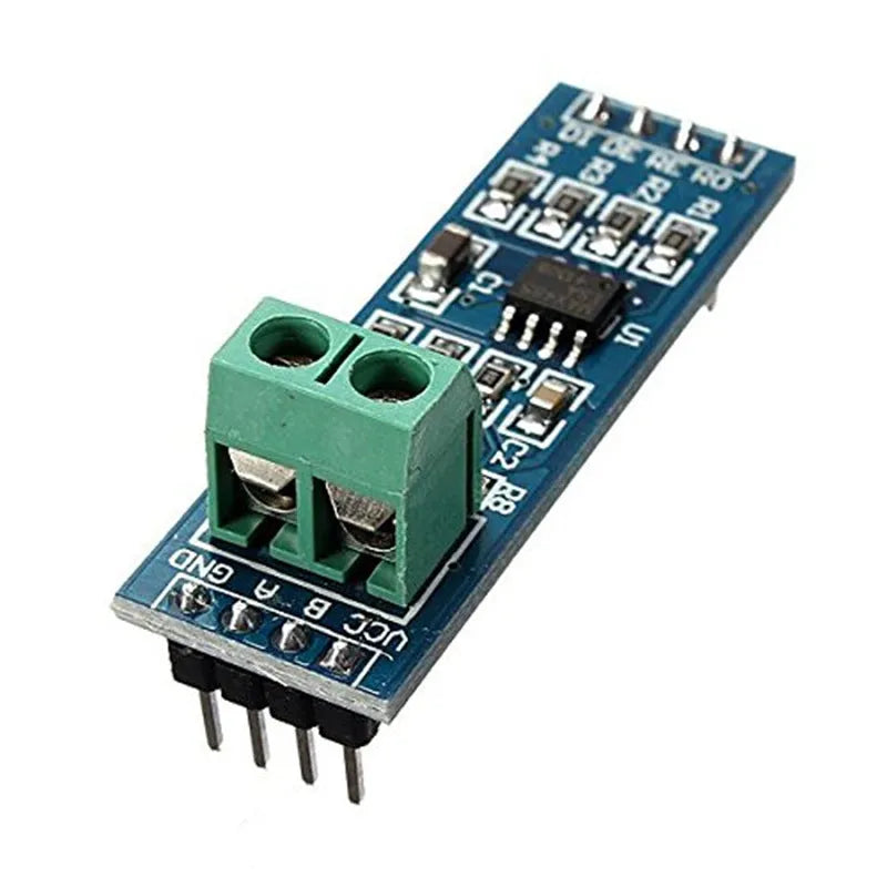 RS485 TTL to RS-485 converter module on white background, 46mm x 12mm board with DIP pins
