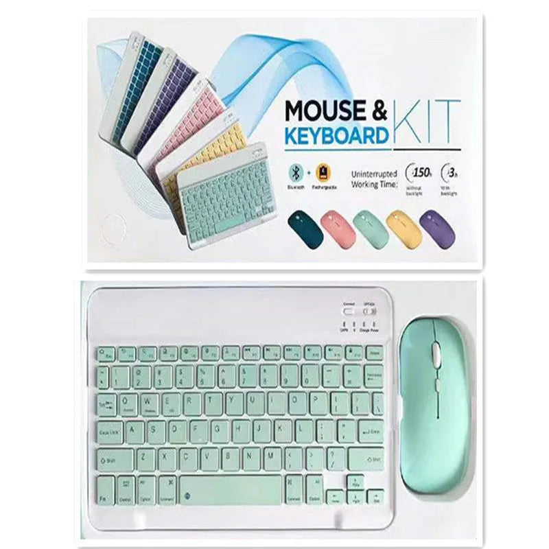 10-inch Bluetooth wireless keyboard and mouse set in selected colour with USB linker and battery
