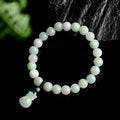 Ice Jade flower bracelet with 8mm beads in national style design