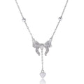 S925 silver necklace with butterfly and heart pendant on an adjustable O-ring chain